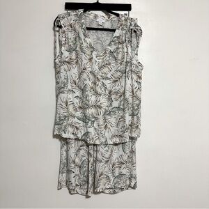 J Jill Leafy Print Casual Lounge Tank Wide Leg Pant Set